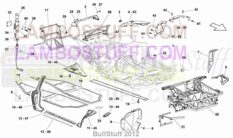 2010 Lamborghini MURCIELAGO REVENTON ROADSTER ARABIA FRAME ELEMENTS (825.01.00)